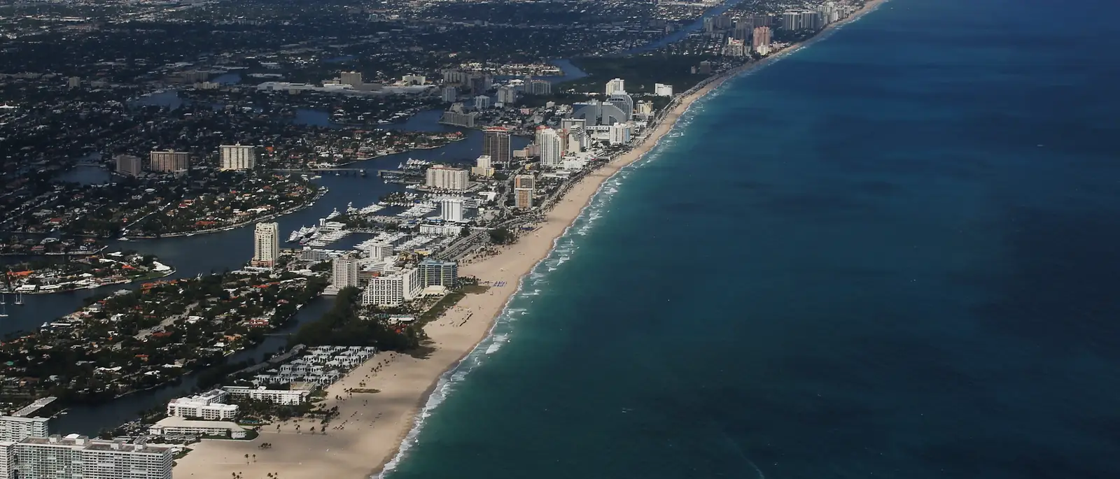 Aerial view of Fort Lauderdale's beachfront high-rises and the Atlantic Ocean